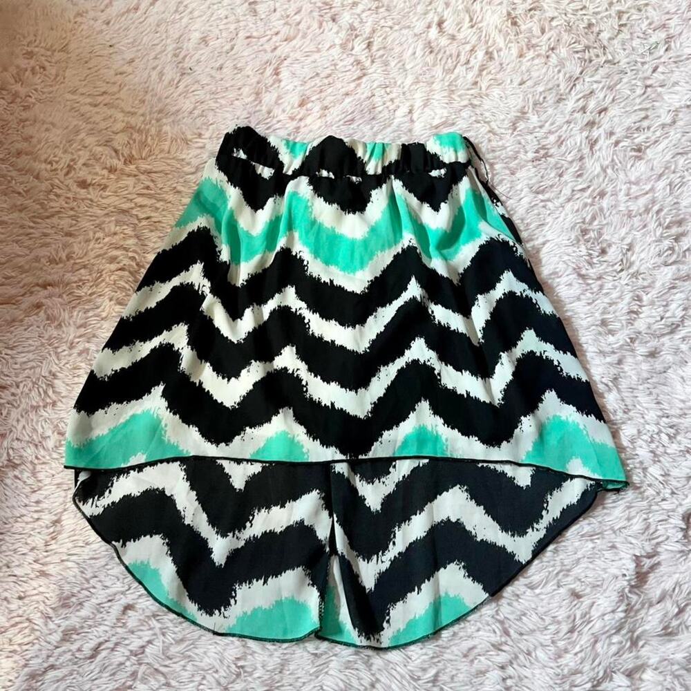 Y2K‎ Chevron Skater 2000s Flirty Scenecore Whimsical High Low Asymmetrical Skirt